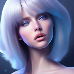 Portrait of mutant prettyand sweet woman , perfect composition, hyperrealistic, blue cosmic atmosphere, super detailed, 8k, high quality,