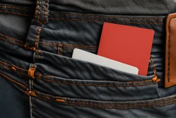 close up of jean pocket with card coming out of back pocket