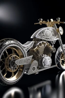 A luxurious Motorcycle race engraved with white gold wheels