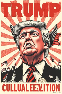 trump cultural revolution poster image in the style of shepard fairy