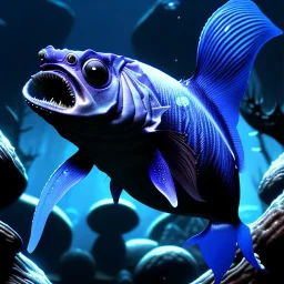 epic horrific wasted fish like creature in night with black shade, 8k resolution, ultra hyperdetailed, Unreal Engine 5, ultra colourful, very small details, realistic