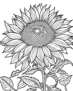 real massive Sunflower flower coloring page