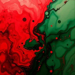 romantic picture, abstract, with red and dark green,liquid , hq