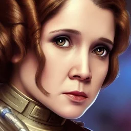 [[extrem beautiful photorealistic young Carrie Fisher as Princess Leia]] :: [[photorealistic brown eyes, short hair, head and shoulders portrait, 8k resolution concept art portrait by Greg Rutkowski, Artgerm, WLOP, Alphonse Mucha, dynamic lighting, hyperdetailed, intricately detailed, trending on Artstation, triadic colors, Unreal Engine 5, volumetric lighting]]