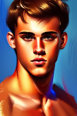 Extremely rich young guy portrait with pride paint in face