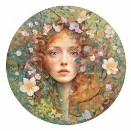 The faces you see in a spring forest... Modifiers: ethereal acrylic art abstract surreal Arthur Rackham Art Nouveau celestial Didier Lourenço Catrin Welz-Stein warm light fractured debeh