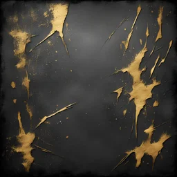 Hyper Realistic big golden grungy scratches on charcoal-black rustic peeling-paint background with vignette effect