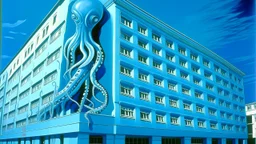 A blue underwater squid themed hospital painted by Andy Warhol