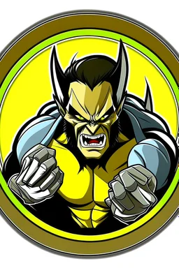 wolverine wit claws out animated inside a medalion