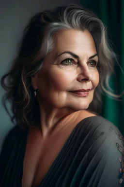 Stunning natural true colors professional photography showing a voluptuous and incredibly beautiful 50-year-old European woman