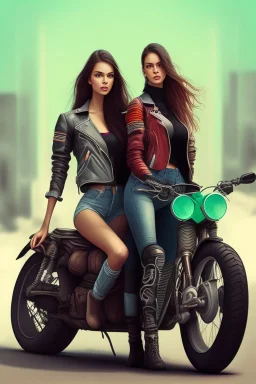2 girl with motorcycle