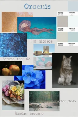 Make this moodboard working on the images in order to create fusions, integration of organic forms, for a homogeneous story