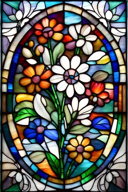 Çiçek simgesi kullanılmış kolay vitray tasarımı