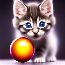 Cute kitten playing with a ball of string