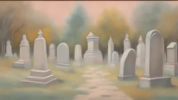 pastel, Impressionist, blurred Paintings of Jewish Cemeteries, with Star of david on the tombstones in the style of monne