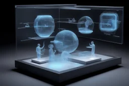 Голографический дисплей: Демонстрация трёхмерных моделей научных объектов, с которыми можно взаимодействовать при помощи жестов.