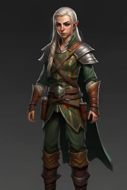 female young adult high elf ranger wearing medieval clothes with hands behind her back