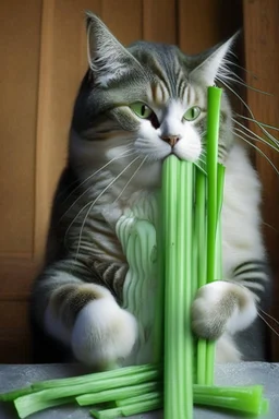 cat and celery sticks