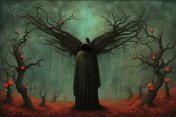 Crime for all seasons, dark Arcangel strange love strangelove's land, by Andy Kehoe, by Zdzislaw Beksinski, surreal macabre art, eerie deep colors, creepy astral willow blooms, wish you'd tell me what we're talking about!