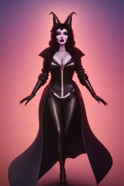 Joan Collins as evil queen in black leather, leather, busty, cleavage, angry, stern look. character design by cory loftis, fenghua zhong, ryohei hase, ismail inceoglu and ruan jia. unreal engine 5, artistic lighting, highly detailed, photorealistic, fantasy