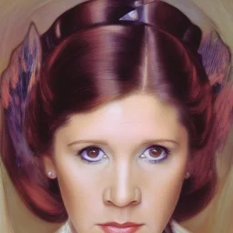 [[extrem stunning photorealistic Carrie Fisher as Princess Leia]] :: [[photorealistic hazel iris, short hair, head and shoulders portrait, 8k resolution photorealistic portrait by Alphonse Mucha, dynamic lighting, hyperdetailed, intricately detailed, triadic colors]]