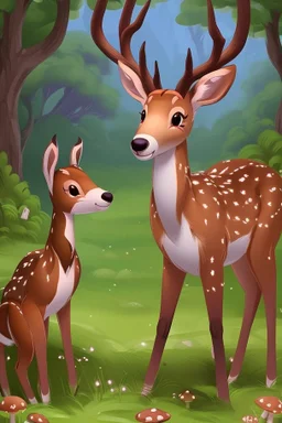 "look Alina my love: we found Deery the deer, what a chance! and she can speak, this is so great! Deery, please eat some of these tasty mushrooms with us" Deery eats some of the mushrooms and smiles. "Thank you, thank you, thank you." "Goodbye my deary." "See ya soon my love." "Good bye Deery." "I love you, Alina." > make love to Alina and to Deery together, we are three magic animals snorting in the wood, eating flowers and mushrooms. The sky is so blue, the faeries are back with us and sing