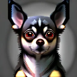 black chihuaha papilion dog, chion, sweet, realistic