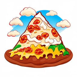 Cartoon illustration for children: volcano pies, white background