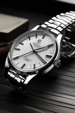 Generate an image of a white gold men's watch that exudes classic elegance. Emphasize timeless design, clean lines, and a subtle balance of sophistication.