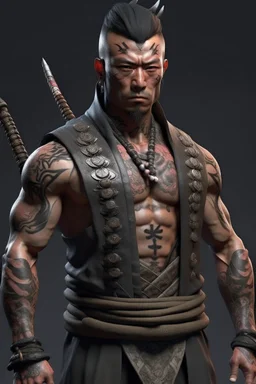 muscle men realistic samouraï tradionnal yakuza tokyo futuristic