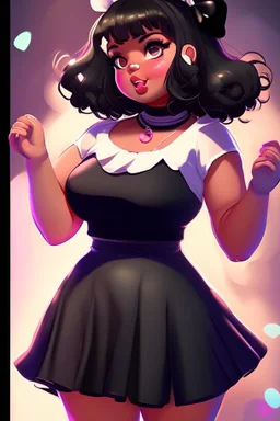 black cute chubby teen girl art fullbody