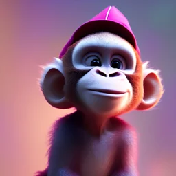 pixar style anamorphic cute monkey baby,gangsta silver neckless, wearing hat, full body, magenta puffer jacket, manila city backdrop, dramatic lighting, hyper-realistic, unreal engine 5, 16k. full detailed,