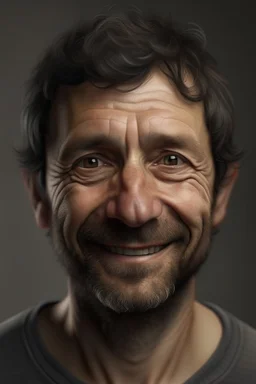 photo realism. a human figure with a small smile. age between 4 and 40 years old