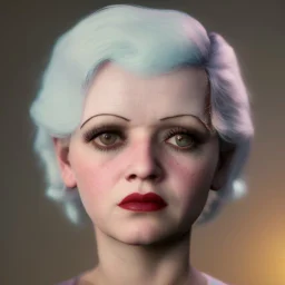 Clara bow with white hair, big sad eyes, flowers, in the sun