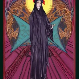 Painting of a satanic sorcerer, art nouveau style, detailed