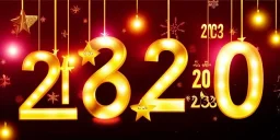 Happy New Year 2023 - golden numbers in holiday night 2023