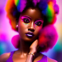 full body shot, masterpiece, best quality, family of three, dark skinned, sparkling eyes, fluorescent skin, colorful makeup, afro, highly detailed body, scifi, sun light, 4K, RAW, depth of field, high contrast, realistic details, 24mm