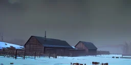 Cattle farm in a bleak cold land