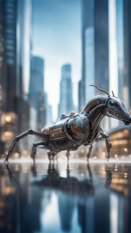 motion blur, high speed transparent ant horse train space ship above sky scrapers in fountain in the style of giger, bokeh like f/0.8, tilt-shift lens 8k, high detail, smooth render, down-light, unreal engine, prize winning