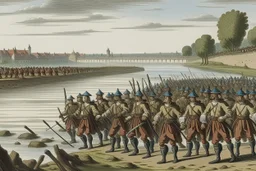 French Army marching next to river1669