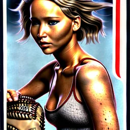 Jennifer Lawrence on a baseball card