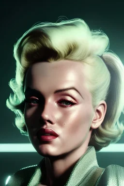 Ultra Realistic retro sci-fi scene, portrait, blonde woman, sweet young Marilyn Monroe face, perfect iris, tight latex coat, Strange planet background, Retro sci-fi style helmet, fog, rain, soft color, highly detailed, unreal engine 5, ray tracing, RTX, lumen lighting, ultra detail, volumetric lighting, 3d, finely drawn, high definition, high resolution.