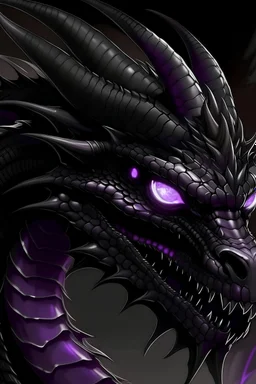 dragón negro, ojos violetas como amatistas