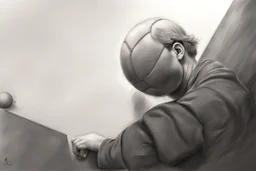 a swedish industry worker from sweden, very strong man pushing a ball,very basic sketch painting like the image i uploaded, lead pencil
