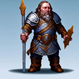 D&D character, paladin, dwarf, heavy armor, warhammer