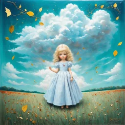 Post modern surreal fantasies by Vasko Taskovsky, Masterpiece, richly textured oil and ink illustration ((whole scene in frame)) in mixed whimsical surreal styles of Lucy Grossmith, Nicoletta Ceccoli and Vasko Taskovski, billowing clouds, by Susanne, beautiful colors, beautiful lighting, Gustav Klimt, beautiful colors in shades of cerulean, lilac, teal, burnt orange and yellow, gold leaf details, paint splatter Modifiers: elegant fantasy intricate masterpiece fantastic view hyperrealistic high d