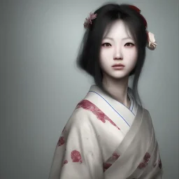 foto do rosto, mulher japonesa maravilhosa, pouco gorda, rosto muito detalhado, vestindo roupa geisha, efeito de névoa, efeito de partículas,