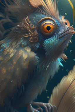 Monkey bird fish, intricate, Exquisite details and textures, highly detailed, digital painting, artstation, concept art, sharp focus, nature background, illustration, 8k,