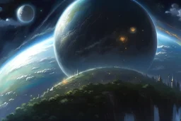 masterpiece, 4k quality, anime illustration, Earth painting, space-based solar power