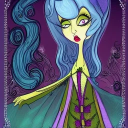 extrem tim burton style and disney style of an old and extrem malicious stepmother, sharp focus, sneaky eyes, old face